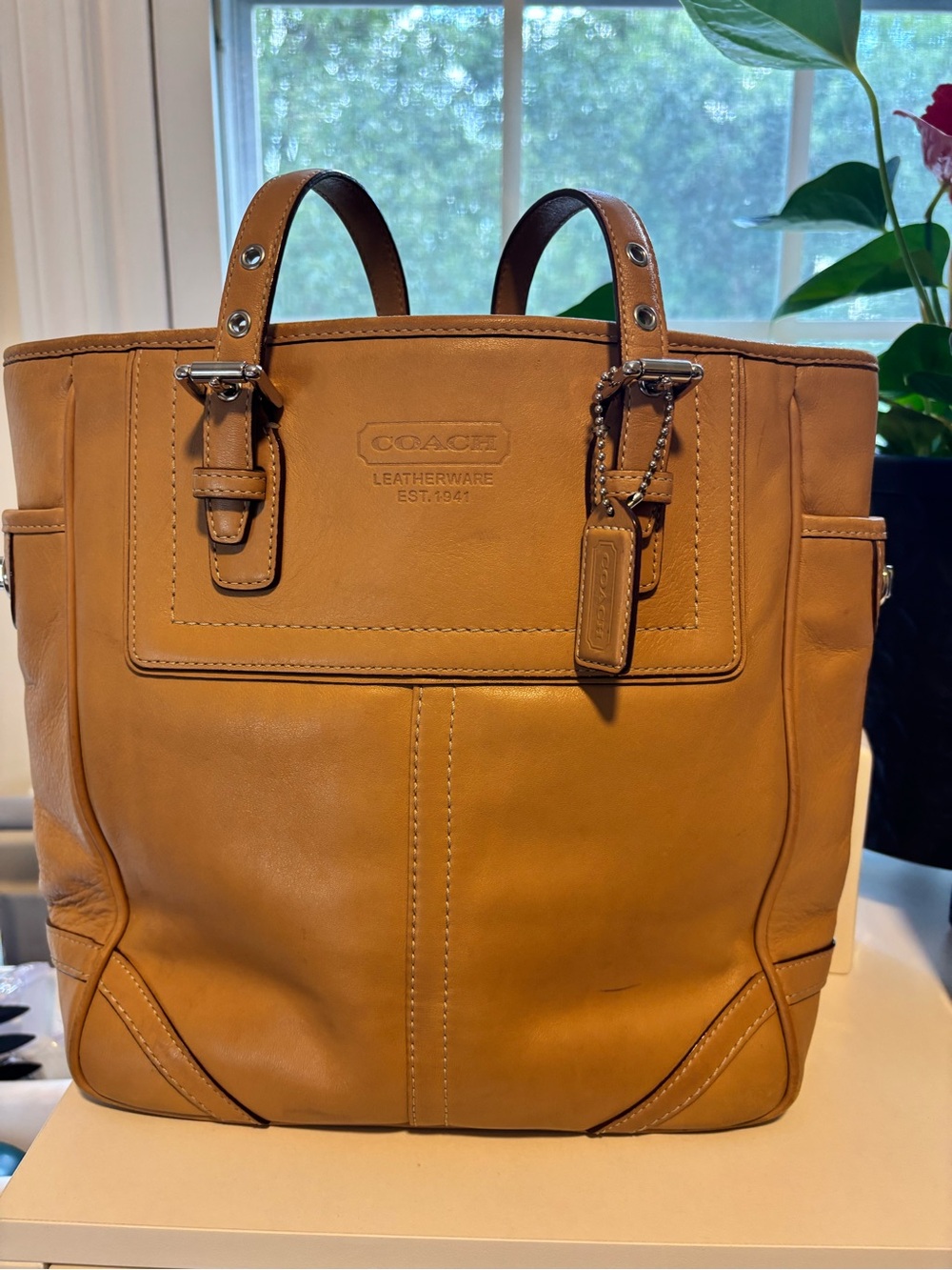 Coach Hampton Leather Tote Style 10112 – Cognac/Tan – 2006